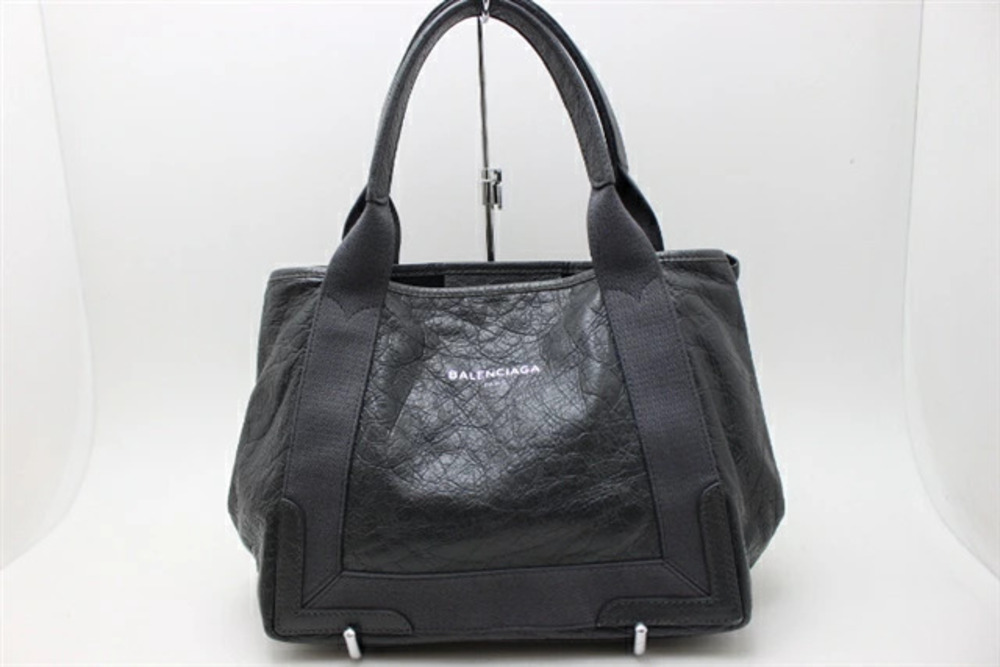 Balenciaga bag tote Navy Blue Cabas leather gray